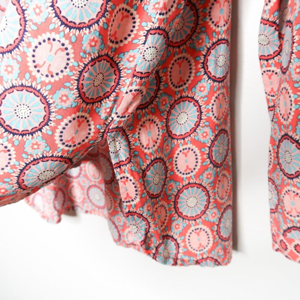 Red Camel Womens Henley Blouse Size Large Pink Blue Boho Popover - Picture 7 of 9